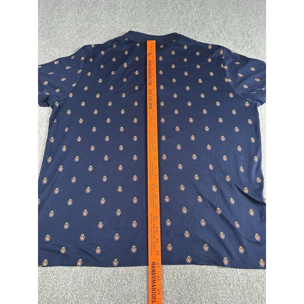 Polo Ralph‎ Lauren Men's XL Classic Fit Crest Print Polo Shirt Navy Blue Preppy
